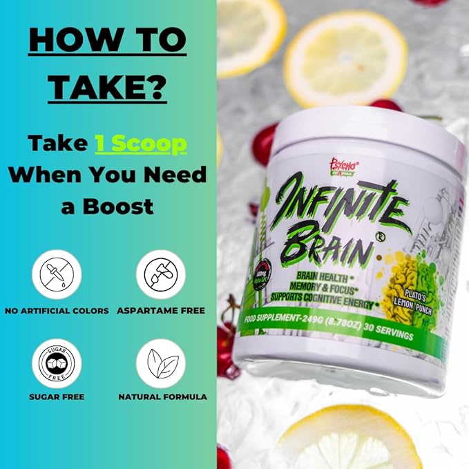 Psycho Pharma. Infinite Brain Nootropic Game Changer. Compete Win (Plato's Lemon Punch, 30 Serving)