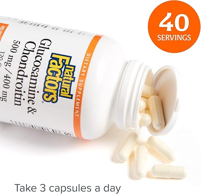 Natural Factors, Glucosamine & Chondroitin, Supports Healthy Joints and Connective Tissue, 120 Capsules