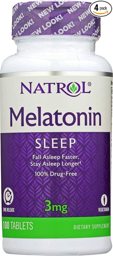 Natrol Melatonin 3 mg Sleep Time Release Dietary Supplement Tablets 100 ea (Pack of 4)