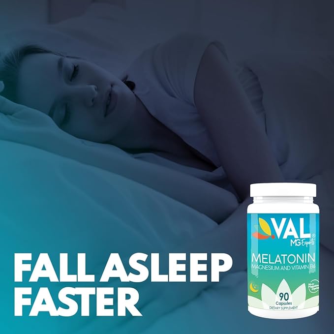 VAL Mg Experts Melatonin 3mg with Vitamin B6 & Magnesium | 90-Day Supply | Sleep Support & Healthy Circadian Rhythm | Non-GMO, Gluten-Free, Antioxidant Formula