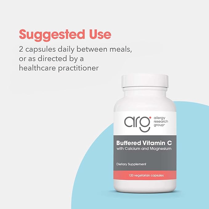 Allergy Research Group, Buffered Vitamin C - Antioxidant Supplements, Calcium and Magnesium Tablets, Daily Vitamins and Minerals, Vitamin C Capsules - 120 Capsules 1-Pack