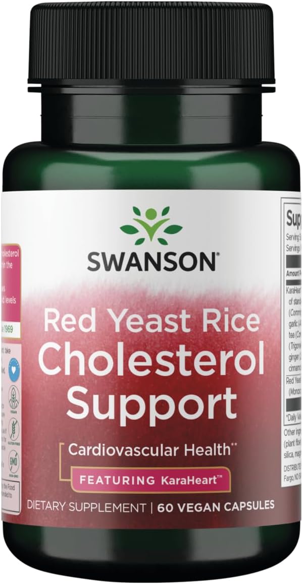 Swanson Red Yeast Rice Cholesterol Support - Featuring Karaheart 60 Vegan Caps