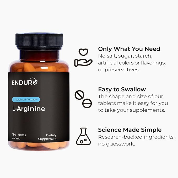 L-Arginine - 350mg Sustained Release for Optimal Absorption - Nitric Oxide Precursor*, 180 Tablets Company