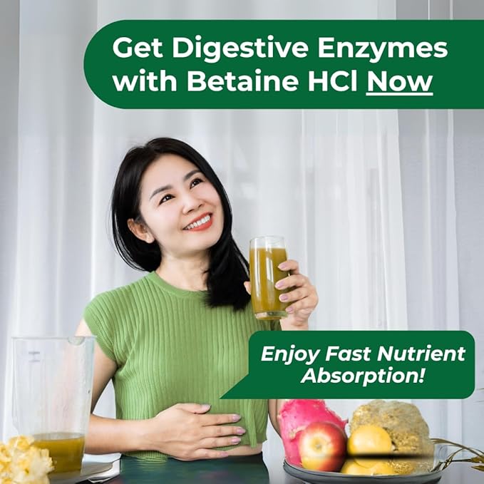 New Roots | Digestive Enzymes with Ox Bile + Betaine Hydrochloride Supplement | Betaine HCL with Pepsin and Papain (100 Capsules) for Fast Nutrient Absorption and Bloating Comfort