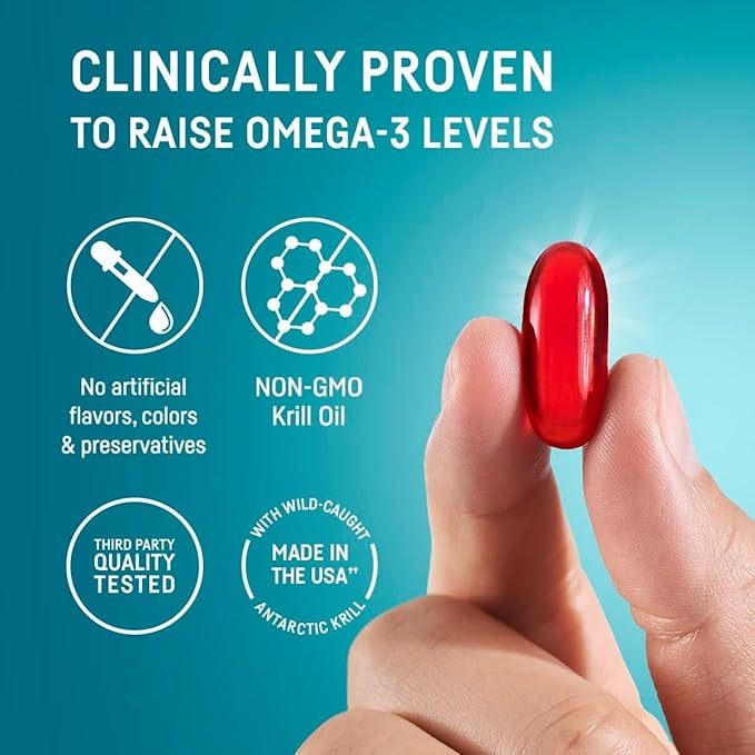 Kori Krill Antarctic Krill Oil Omega 3 Supplement, EPA & DHA, with Superior Absorption vs. Fish Oil, 800 mg, 90 softgels
