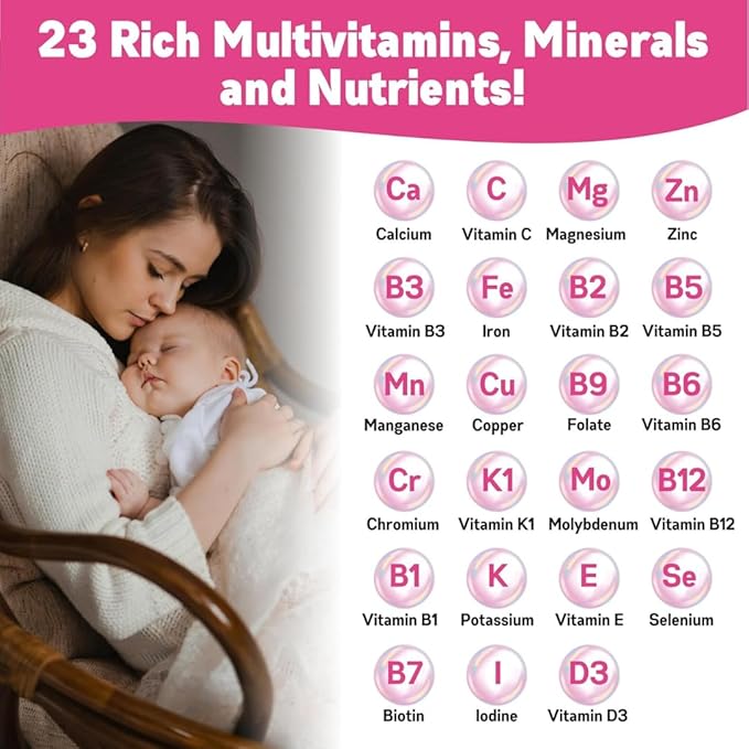 New Roots | Prenatal Vitamins and Minerals for Women with Folate & Iron, Calcium, and more| Complete Multivitamin with 23 Essential Supplements – All Stages Pregnancy Support & Postnatal (90 Capsules)