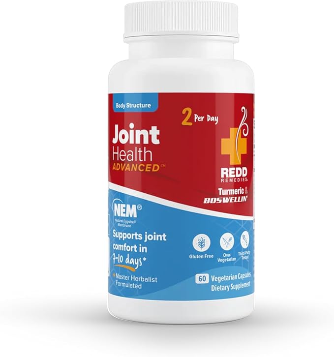 Redd Remedies, Joint Health Advanced, Helps Strengthen Connective Tissue and Cartilage, Fast-Acting Comfort with Boswellia Serrata and Turmeric, 60 Vegetarian Capsules