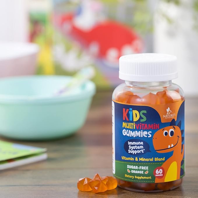 Multivitamin for Kids Gummies - Daily Kids Vitamins with Vitamin D3, C, B12, B6, A & Zinc for Immune Support, Chewable Multivitamin Gummy for Toddlers & Children, Orange Flavor, Non-GMO - 60 Gummies