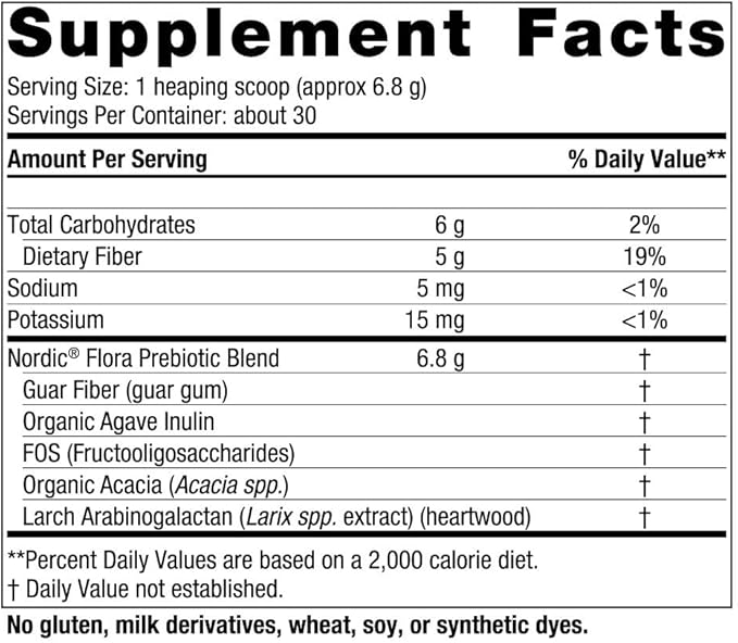 Nordic Naturals Nordic Flora Prebiotic Powder, 204 Grams - Unflavored Prebiotic Powder - 30 Servings