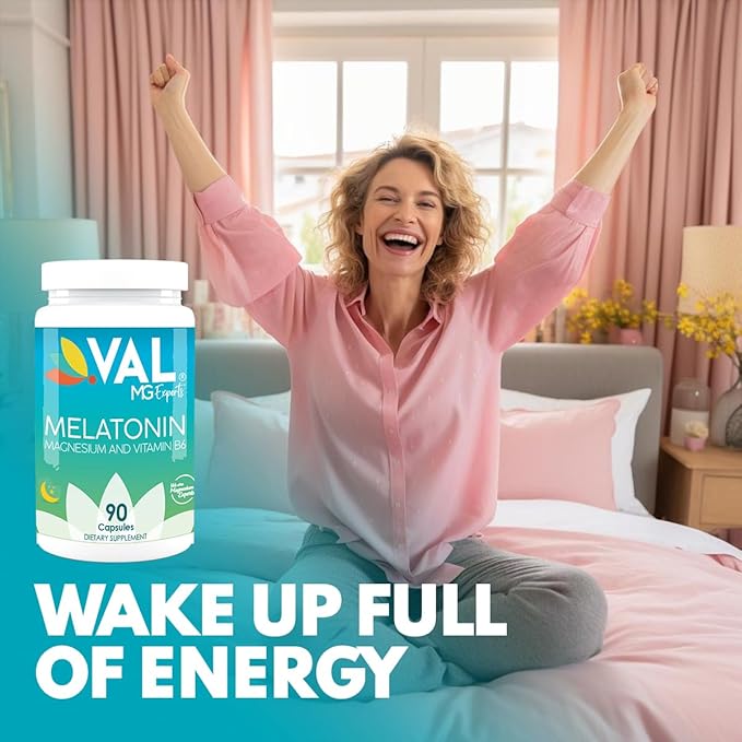 VAL Mg Experts Melatonin 3mg with Vitamin B6 & Magnesium | 90-Day Supply | Sleep Support & Healthy Circadian Rhythm | Non-GMO, Gluten-Free, Antioxidant Formula
