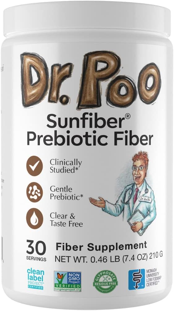 Dr. Poo All-Natural Prebiotic Fiber Supplement | Fiber for the Whole Family | Gentle and Simple Ingredients to Improve Gut Health | Gluten Free, Vegan,Tasteless, Non-GMO, Low-FODMAP (30 Servings)