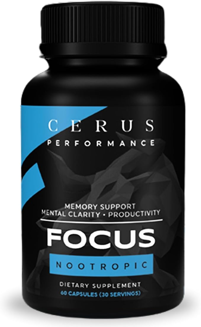 Cerus Performance Focus Nootropic Supplement - Enhances Mental Clarity, Boosts Memory & Cognitive Function, Improves Alertness - Ideal for Athletes & Fitness Enthusiasts - 60 Capsules