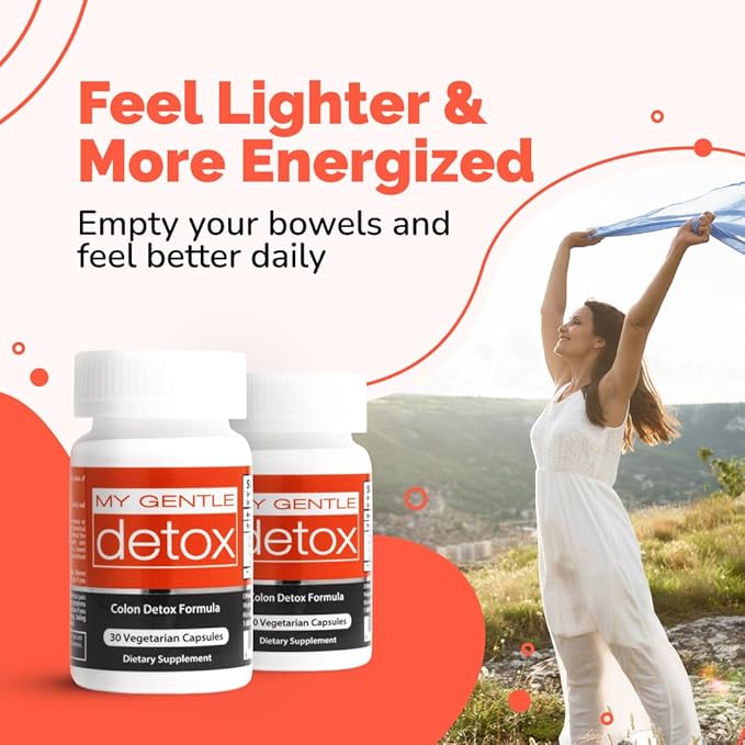 My Gentle Detox - Gentle Constipation Relief for Women & Men - Take at Night, Poop Next Day - 100% Natural Colon Detox Supplement for Less Bloating, Gas, Discomfort (30 Ct)
