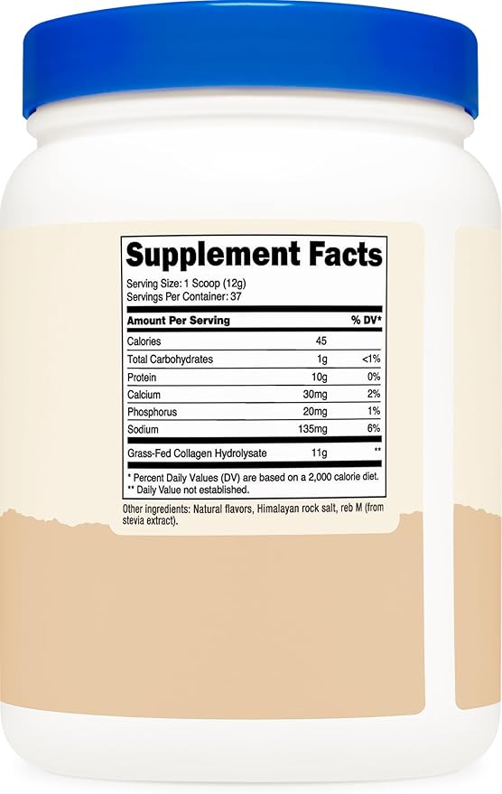 Nutricost Collagen Peptides Powder 1LB (454 G) (Vanilla) - Grass Fed Bovine Collagen Hydrolysate