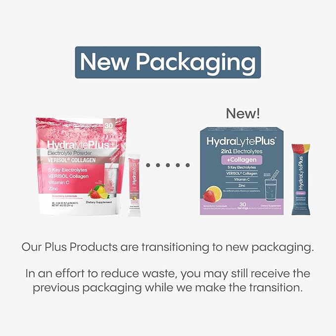 Hydralyte Verisol Collagen Packets with Electrolytes, Hydration Packets with Collagen for Women and Men, Electrolytes Powder with Collagen for Travel and Daily Hydration with Vitamin C (30 Count)