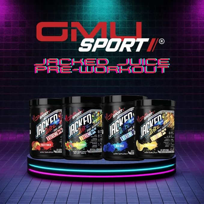 GMU SPORT Jacked Juice Pre Workout | Explosive Energy, Focus & Muscle Pumps | 8g Citrulline Malate, 3g Creatine, Beta Alanine, Alpha-GPC | 250mg Caffeine | 40 Servings Watermelon