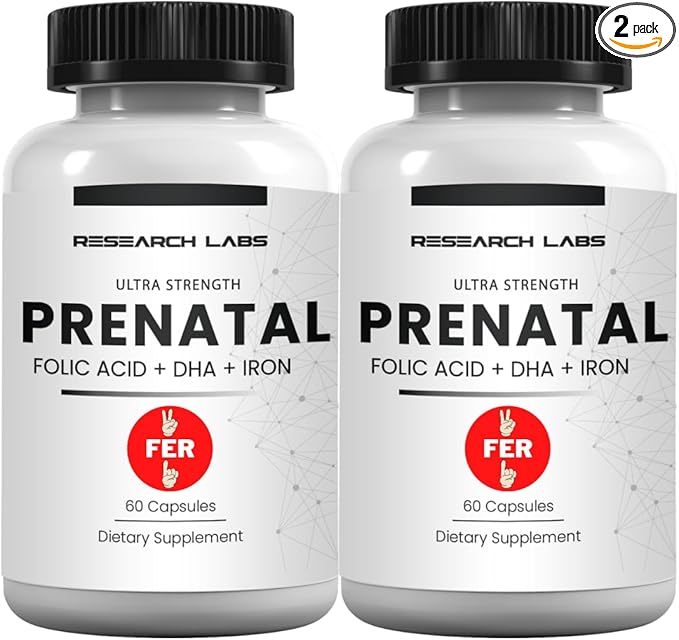 Research Labs Prenatal Vitamins for Women 2 Fer 1 Ad: 6X More Bioavailable Methylated Folate Folic Acid MTHF 5 | Supports Brain Development, Healthy Growth