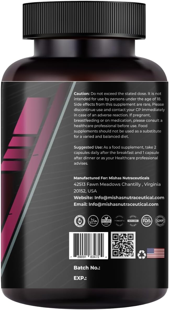 Nutraceuticals L-Tyrosine with Maca Root, Ashwagandha, Vitamins Complex, 60 Capsules, 30 Servings