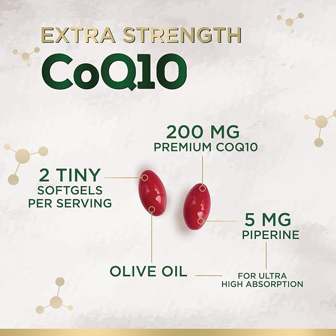 CoQ10 200mg Softgels - Better Absorption, Antioxidant for Heart Health & Cellular Energy Support - Nature's Co Q10 Vitamins, Non-GMO & Gluten Free, Coenzyme Q10 Supplement - 240 Softgels