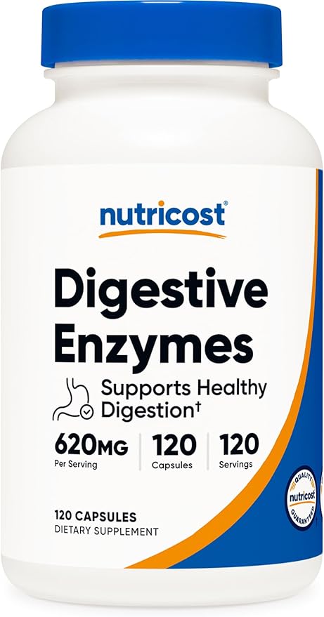Nutricost Digestive Enzymes 620mg, 120 Veggie Capsules (2 Bottles) - Complete Digestive Enzyme Supplement