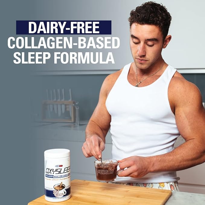 EHP Labs OxySleep Collagen Peptides Powder Night Time Shred - Promotes Deep Sleep & Shredding, Skin, Bones & Muscle Support, Pasture-Raised Bovine Collagen, Type I & III, 30 Servings (Hot Cocoa)