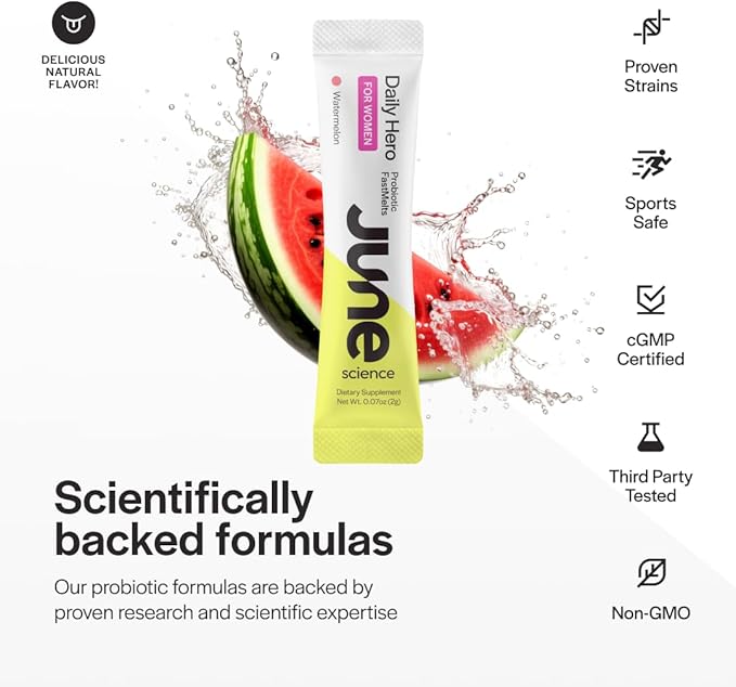 Daily Hero for Women | Fast Melt Pre + Probiotic for Women (30 Pack, Watermelon)