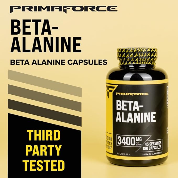 Primaforce Beta Alanine Capsules 3,400mg, 180 Capsules (45 Servings) - Potent Beta-Alanine Supplement