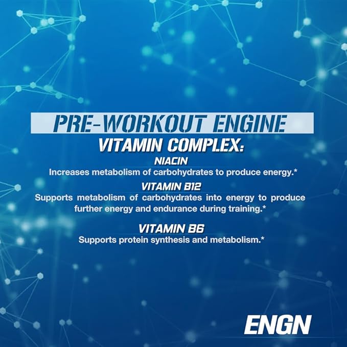 Evlution EVL Intense Pre Workout with Creatine - ENGN Energizing Pre Workout for Men Powder Drink for Lasting Energy Focus and Recovery - with Beta Alanine Caffeine and L Theanine - Blue Raz