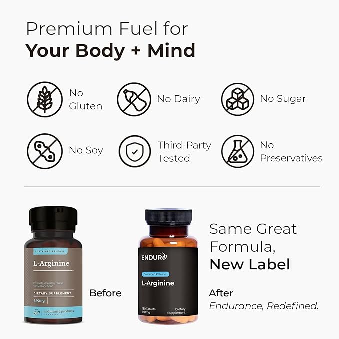 L-Arginine - 350mg Sustained Release for Optimal Absorption - Nitric Oxide Precursor*, 180 Tablets Company