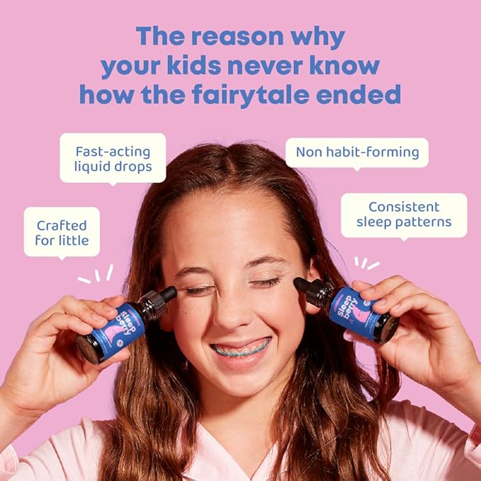 JoySpring Sleepberry Kids Melatonin 3 mg – Liquid Sleep Aid with L Theanine, High Absorption Berry Drops (2 fl oz) 60 Servings, Children's Melatonin with Vitamin D Kids Travel Essentials