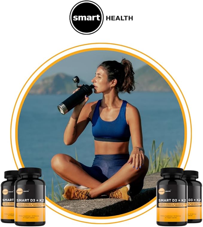 Vitamin D3 + K2 - Bone Health & Immune Support - 7000 IU(175 MCG)D3 + 500 MCG K2 - Cofactors B6, Magnesium & Zinc - Gluten Free, Vegan, Non-GMO - Dietary Supplement - 30 Veggie Capsules