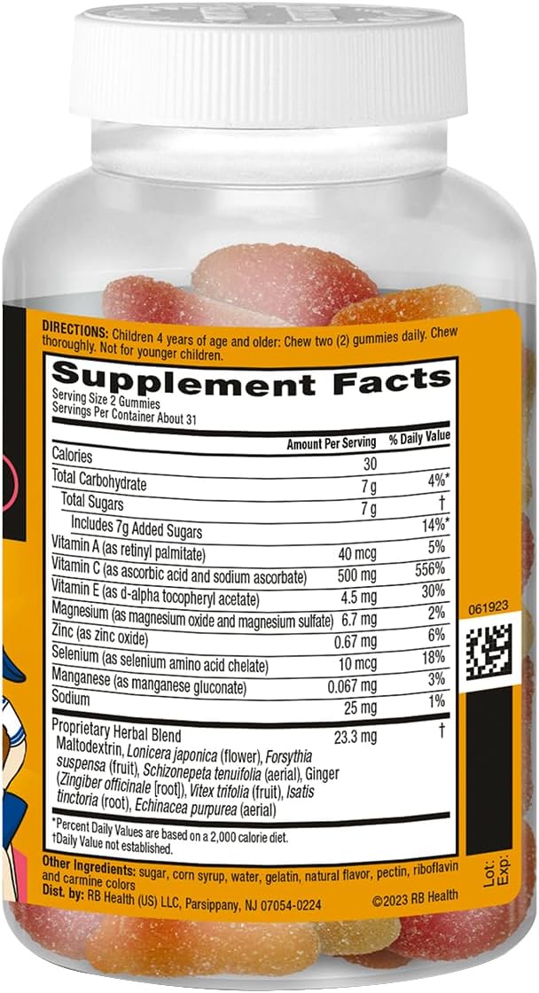 Airborne Kids 500mg Vitamin C Gummies, Kids Immune Support Zinc Gummies with Powerful Antioxidants VIT C & E - 63 Gummies, Assorted Fruit Flavor (Pack of 3)