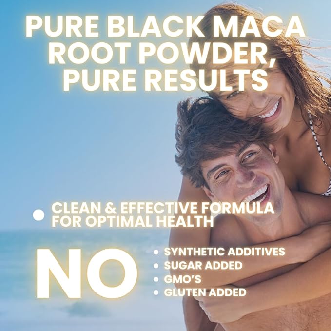 Black Maca Root Supplement - 90 Vegan Maca Root Capsules for Energy Support, Mood Balance, Mental Focus, Memory Enhancement