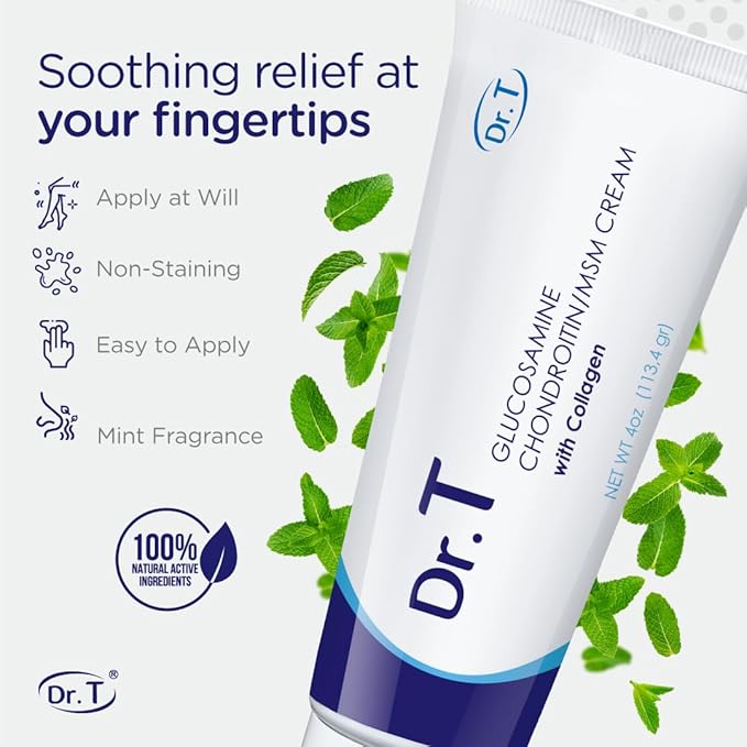 Dr. T Glucosamine Chondroitin Cream with MSM and Collagen - Premium Natural Formula to Help Alleviate Joint and Muscle discomfort; Supports Joint Strength and Flexibility. 113.4g / 4 oz. (3)