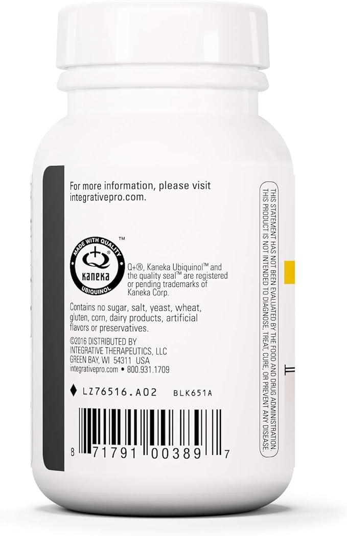 Integrative Therapeutics UBQH 100 mg - Reduced Form CoQ10 Supplement to Support Cellular Energy* - Dairy Free - 60 Softgels