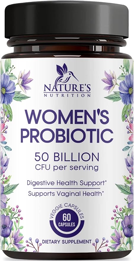 Probiotics for Women 50 Billion CFU - Digestive Health, Vaginal pH & Immune Support, Prebiotics & Cranberry, Gut Health & Urinary Support, 5 Strains, Shelf Stable Women's Probiotic - 60 Capsules