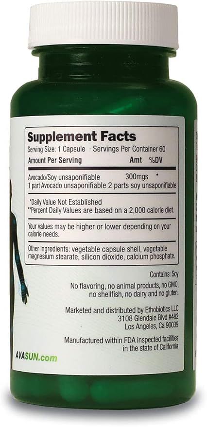 Joint Nutrition Backed by Science, Avocado Soy Unsaponifiable, 300Mg, 60 Day Supply