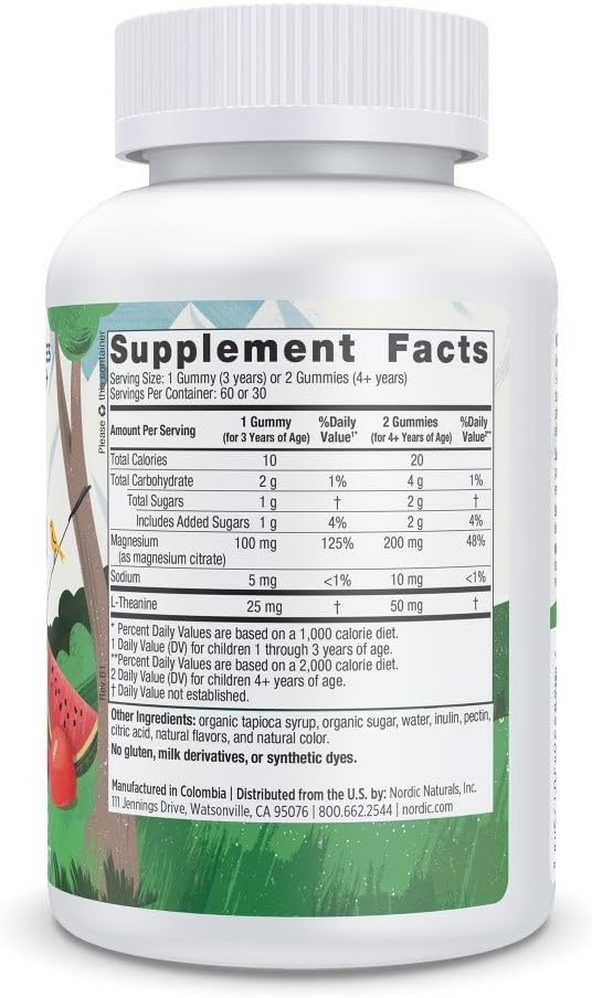 Nordic Naturals Kids Calm Gummies - Strawberry Watermelon - 60 Gummies - Magnesium L-Theanine Supplement - Calming for Kids - Relaxation Support - Up to 60 Servings