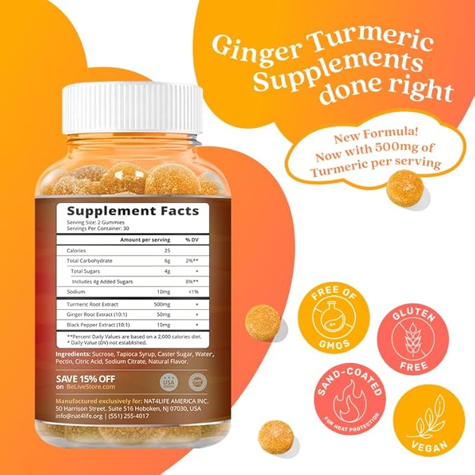 BeLive Omega 3 & Turmeric Gummies for Brain, Heart, Eye and Inmmune System, Mobility Support