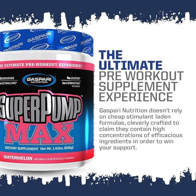 Gaspari Nutrition - SuperPump MAX - The Ultimate Pre Workout Powder, Sustained Energy Preworkout, Nitric Oxide Booster, Muscle Growth, Recovery & Replenishes Electrolytes - 40 Serving (Fruit Punch)