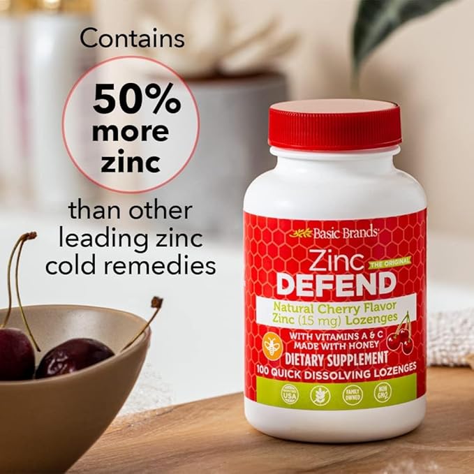 – Zinc Cherry Defend - 100 Lozenges - Natural Cherry Flavor Zinc–Lozenges - Immune Boost, Cold Relief, Non-GMO, Zinc Acetate & Vitamin C - 2-Pack
