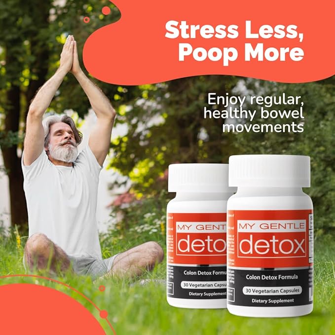 My Gentle Detox - Gentle Constipation Relief for Women & Men - Take at Night, Poop Next Day - 100% Natural Colon Detox Supplement for Less Bloating, Gas, Discomfort (30 Ct)