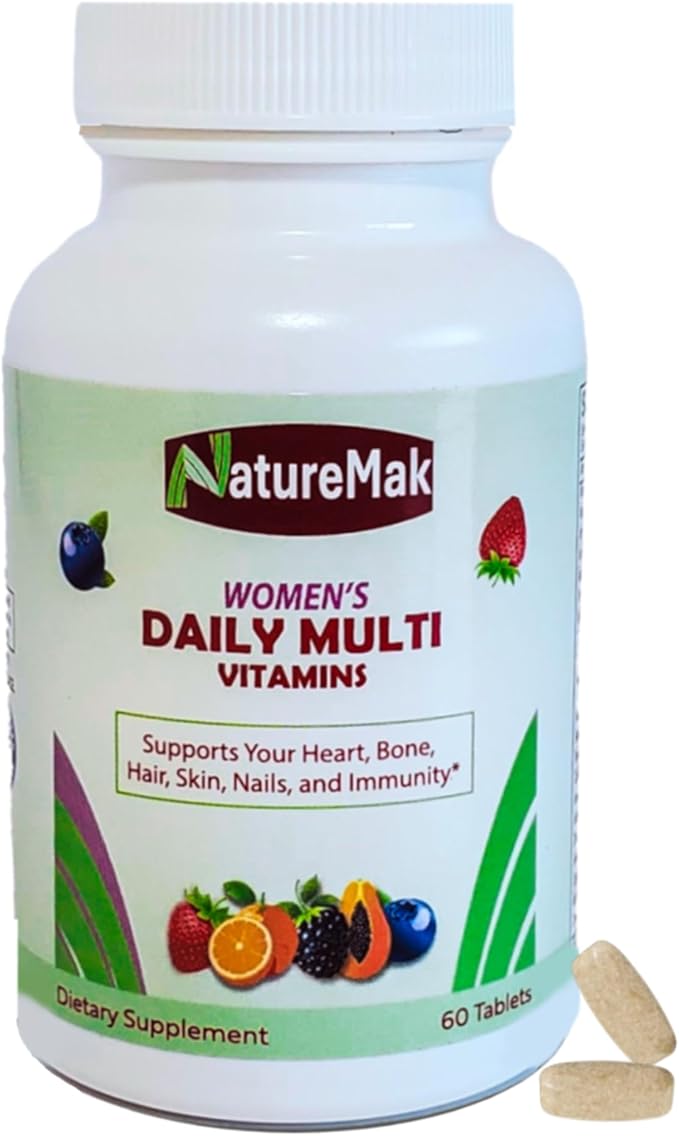 Multivitamins Tablet for Women, Once Daily Multivitamin for Adult, Multimineral Supplement with Iron, Vitamins A, D, E, C, and B-Complex, Supports Immunity, Bone, and Hair, 60 Count