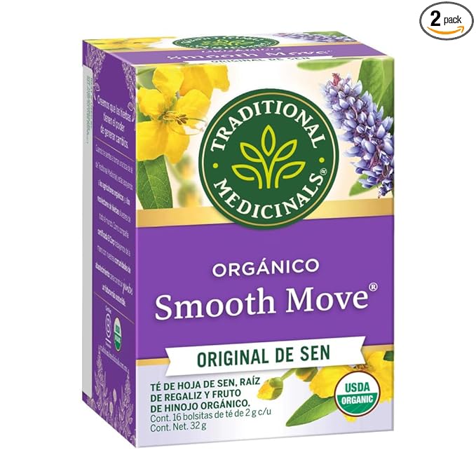 Traditional Medicinals Tea, Organic Smooth Move, Relieves Occasional Constipation, Senna, 16 Tea Bags (Pack of 2)
