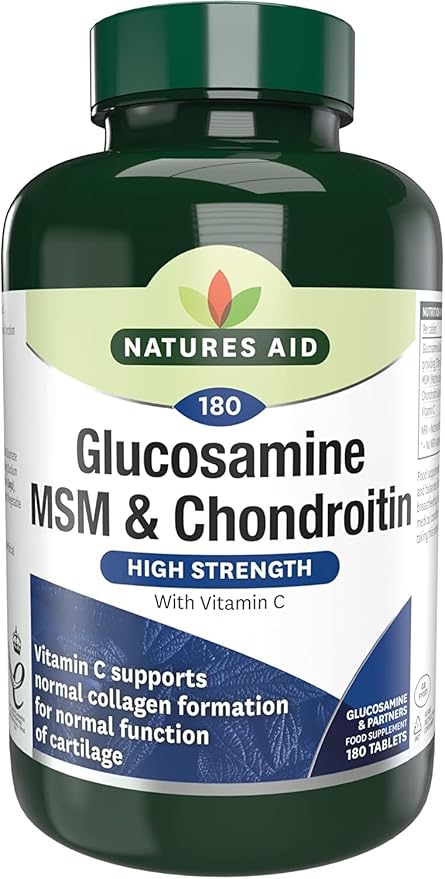 Nature's Aid Glucosamine 500mg, MSM 500mg + Chondroitin 100mg 180 Tablets