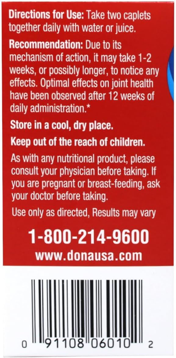 Dona Crystalline Glucosamine Sulfate, 750 Mg, Joint Supplement Pills for Knee Comfort & Joint Health Support, 750 Mg, 60 Count (2 Pack).