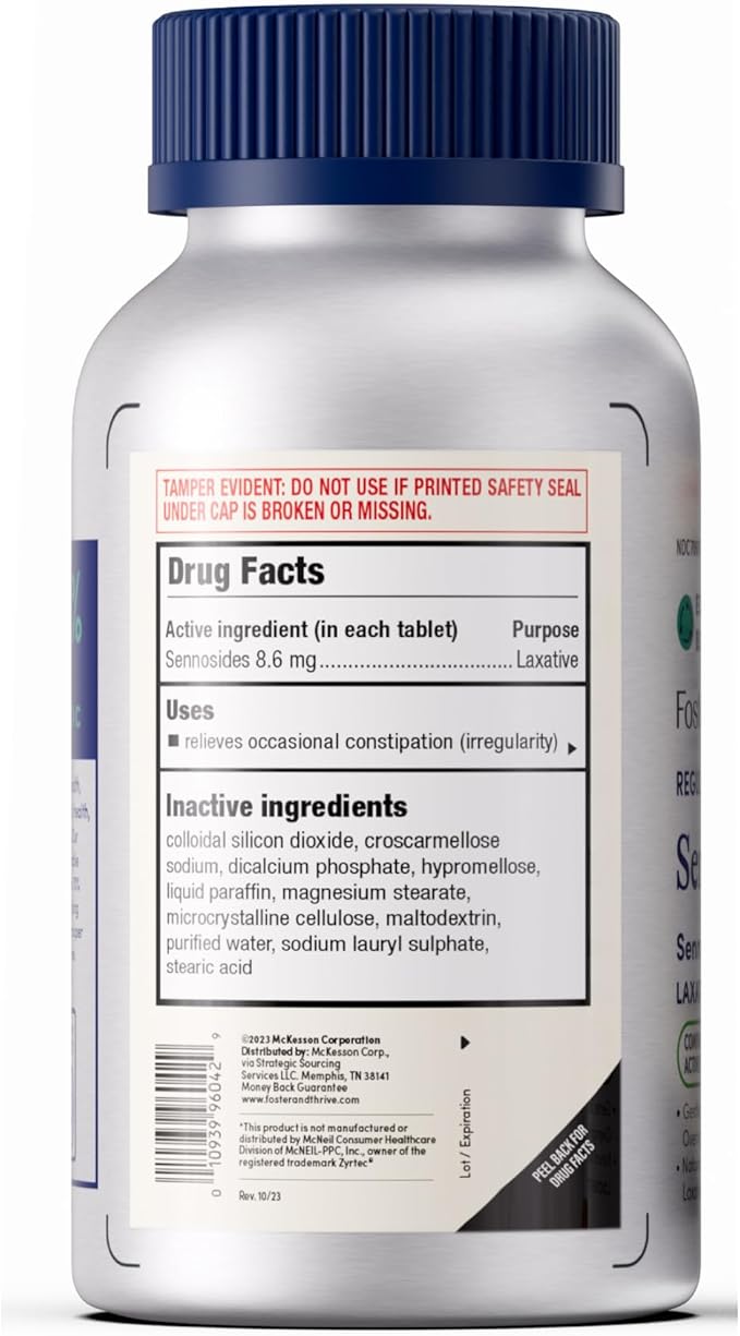 Foster & Thrive Senna Laxative, 150 Tablets, Natural Vegetable Ingredients, Day and Overnight Bowel Relief for Constipation, Bloating, Irregularity, Comparable to Senokot-S