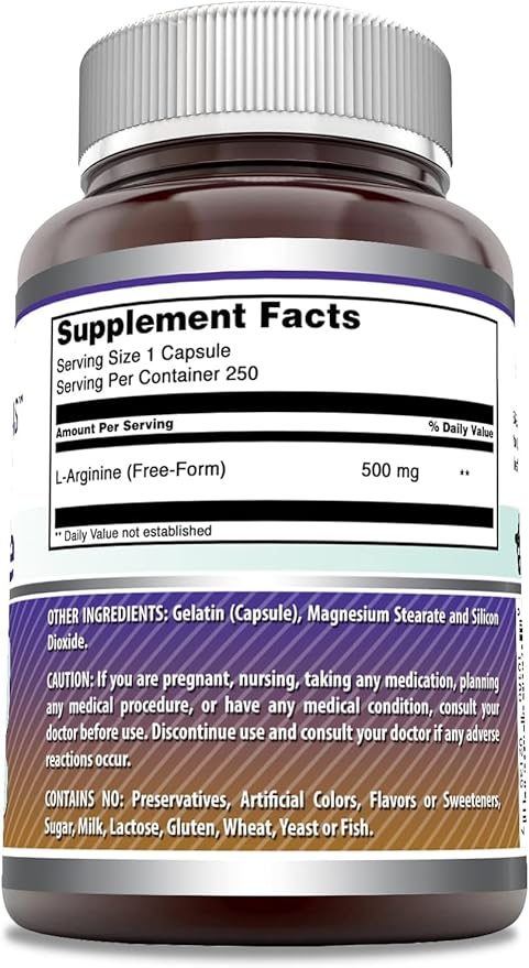 Amazing Formulas L-Arginine Supplement | 500 Mg Per Serving | Capsules | Amino Acid Supplement for Men & Women | Non-GMO | Gluten Free | Made in USA (2 Pack | 250)