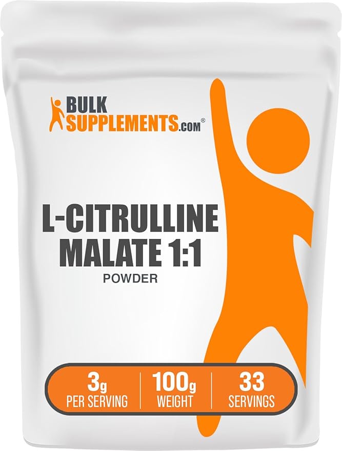 BulkSupplements.com L-Citrulline Malate 1:1 Powder - Citrulline Powder, Amino Acid Supplement - Unflavored & Gluten Free - 3g per Servings, 100g (3.5 oz) (Pack of 1)