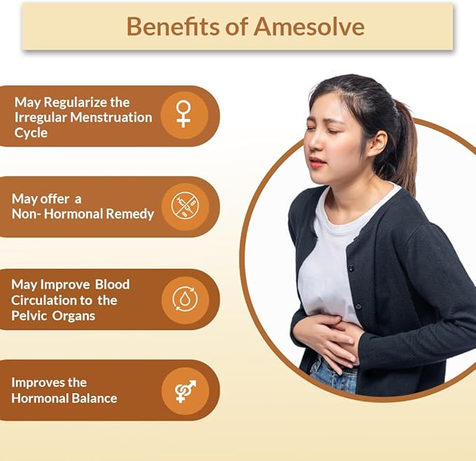 Amesolve Herbal Support for Secondary Amenorrhoea with Punarava and Asparagus Racemose - Helps Regulates The Menstrual Cycle - Non-GMO - 100% Vegan Ayurveda Supplement - 80 Capsules